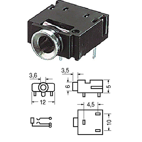 Jack 3.5 stereo plastic c.s. Panel