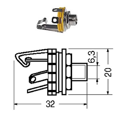 Jack 6.3 Jack de panel mono con interruptor
