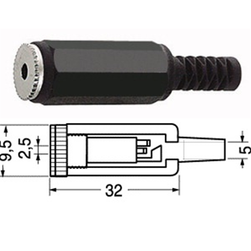 Jack 2.5 stereo plastic steering