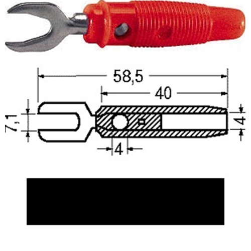 Fork terminal x cable D. 4 mm black