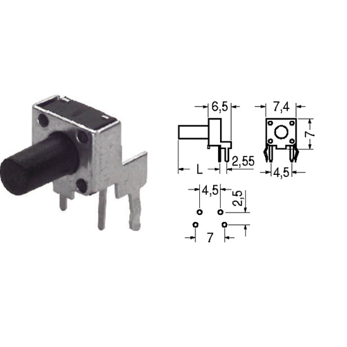 Micro button for electronic applications 90 ° L 8.35 mm