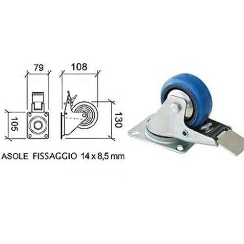 80 mm blaues Drehrad + Bremse