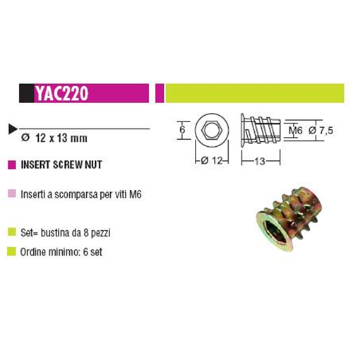 Insert x screws m6 x acoustic coffers BL 8 pcs