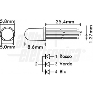 5 mm RGB LED rojo verde azul 4 pin