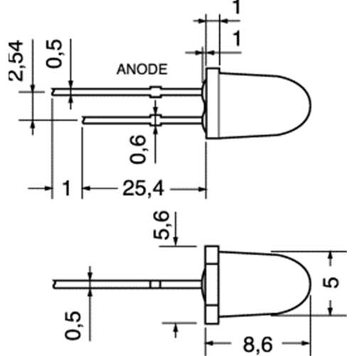 LED blanc 5 mm 10000-14000mcd 3.6 V