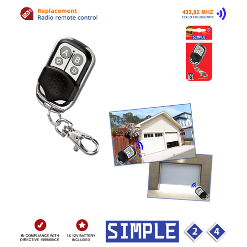 Télécommande abricancello auto-apprentissage 433 MHz Code fixe 4ch
