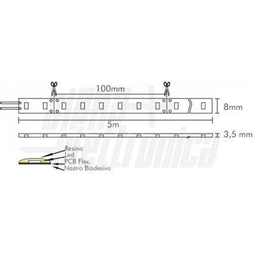 LED strip 3528 24V hot white 2700k white background 4.8wmt 384Lm/mt