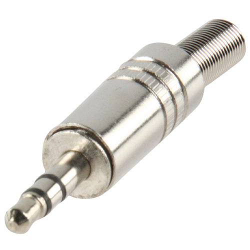 Conector estéreo masculino plateado de 3.5 mm