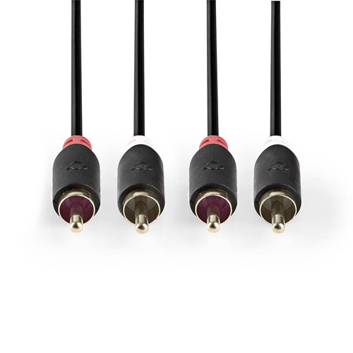 Stereo -Audiokabel | 2x männlicher RCA - 2x männliches RCA | 2,0 m | Anthrazit