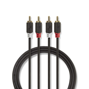 Stereo -Audiokabel | 2x männlicher RCA - 2x männliches RCA | 2,0 m | Anthrazit