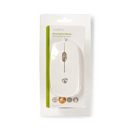 Maus mit USB -Kabel | 1000 dpi | 3 Buttons | Weiß