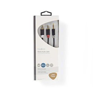 Câble audio stéréo | 3,5 mm mâle - 2x mâle RCA | 10 m | Anthracite