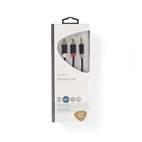 Câble audio stéréo | 3,5 mm mâle - 2x mâle RCA | 10 m | Anthracite