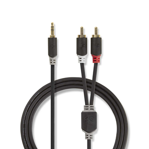 Câble audio stéréo | 3,5 mm mâle - 2x mâle RCA | 10 m | Anthracite