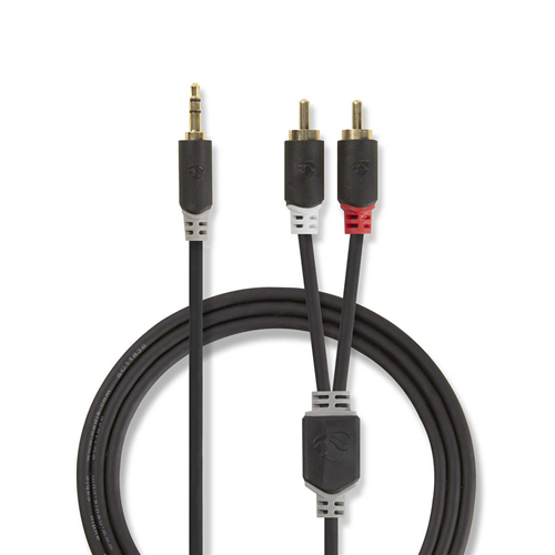 Câble audio stéréo | 3,5 mm mâle - 2x mâle RCA | 10 m | Anthracite