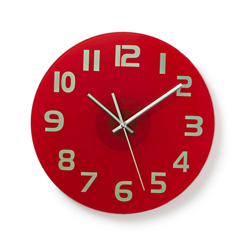 Circular wall watch | Diameter 30 cm | Easy to read numbers | Bright red