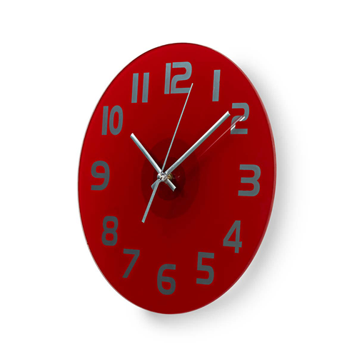 Circular wall watch | Diameter 30 cm | Easy to read numbers | Bright red