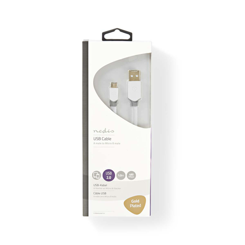 USB 2.0 cable | Male - Micro B Male | 1.0 m | White
