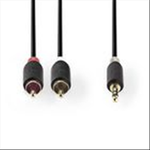 Stereo audio cable | 3.5 mm male - 2x male RCA | 5.0 m | Anthracite
