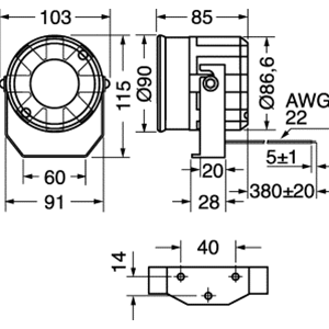 Electronic siren 6-14vcc 115db with bracket