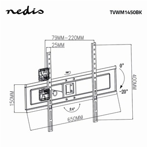 Omnidirectional TV Wall Support | 37-70 "| max 35 kg | 2 Rotationspunkte