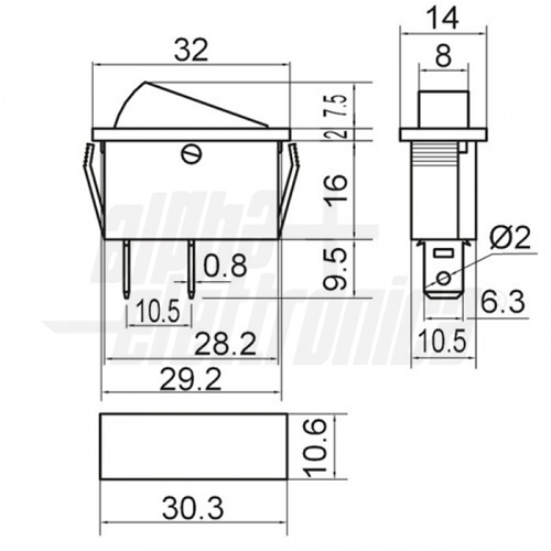 Switch - rot - 1p - SPST - Ein/Aus - 15a@250V - 2 Term. Faston 6.3