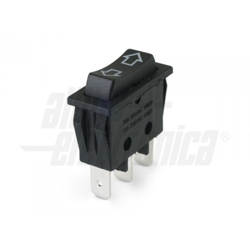 Desviador - Negro - 1P - SPCO - (ON)/OFF/(ON) - 15A@250V - 3 términos. Faston 6.3