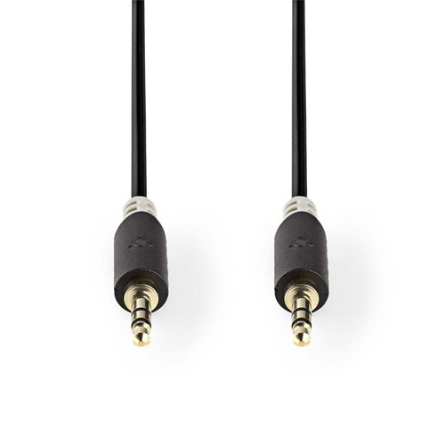 Stereo audio cable | 3.5 mm male - 3.5 mm male | 5.0 m | Anthracite