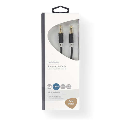 Stereo audio cable | 3.5 mm male - 3.5 mm male | 5.0 m | Anthracite