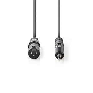 XLR Cable de audio | 3 -Pin XLR macho - 3.5 mm macho | 3.0 m | Gris