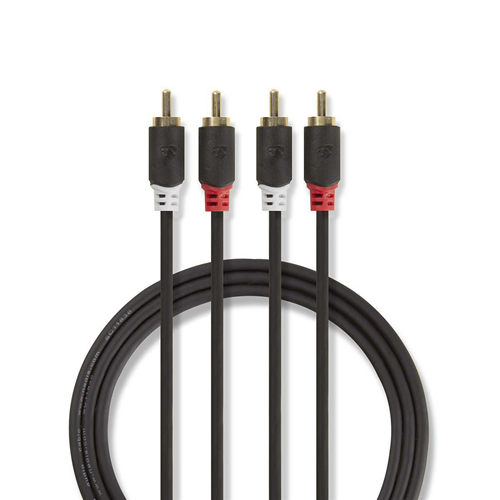 Cable de audio estéreo | 2x Male RCA - 2x Male RCA | 5.0 m | Antracita