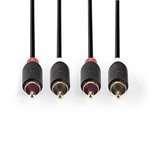 Cable de audio estéreo | 2x Male RCA - 2x Male RCA | 5.0 m | Antracita