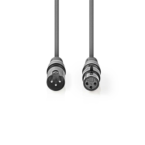 Cavo Audio XLR Bilanciato | Maschio a 3 Pin XLR - Femmina a 3 Pin XLR | 3.0 m | Grigio