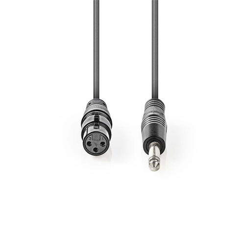Unbalanced XLR audio cable | 3 -pin XLR female - 6.35 mm male | 3.0 m | Grey