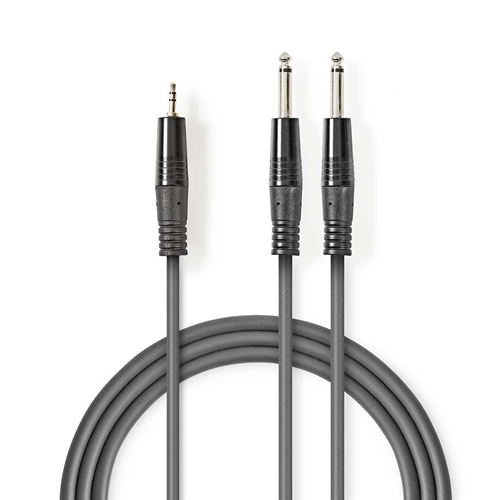 Cable de audio estéreo | 2x 6.35 mm masculino - 3.5 mm macho | 3.0 m | Gris