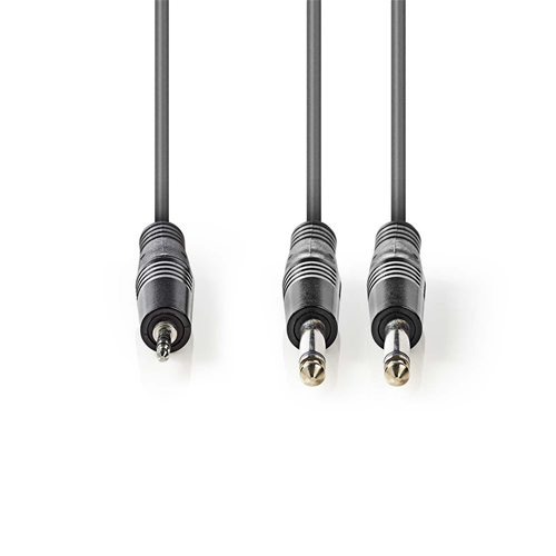 Cable de audio estéreo | 2x 6.35 mm masculino - 3.5 mm macho | 3.0 m | Gris