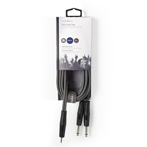 Cable de audio estéreo | 2x 6.35 mm masculino - 3.5 mm macho | 3.0 m | Gris