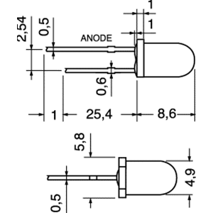 LED rouge de 5 mm 2000mcd