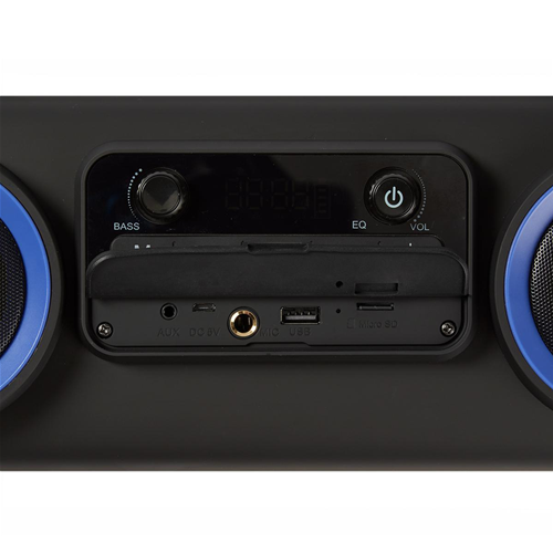 Stéréo portable pour les fêtes | 3 heures d'autonomie | Bluetooth® Technologie sans fil | Radio FM | Lumières de fête | Noir