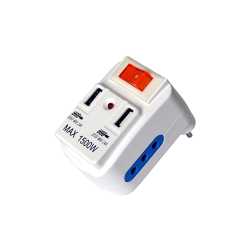 Multiple Network Spina 220V 2 PR. Weiß 10a mit Switch + 2 USB 2.1a