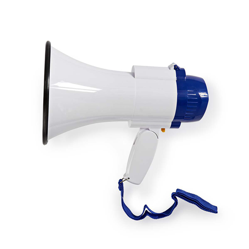 Mégaphone | 10 W | 250 m de débit | Microphone intégré | Blanc bleu