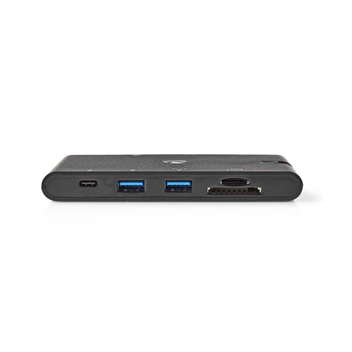 Dockingstation | USB-Typ-C | 2 USB-C/2x USB 3.0/VGA/HDMI/Kartenleser/Gigabit Ethernet | Stromversorgung 100 W | Schwarz