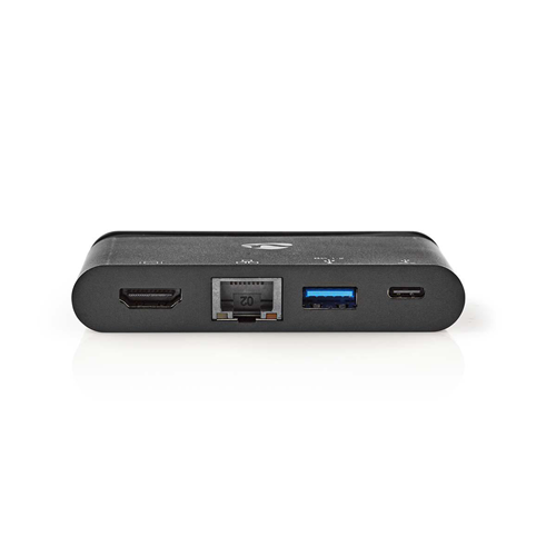 Hub für Computer | USB-Typ-C | USB-C/USB 3.0/HDMI/Gigabit Ethernet | Stromversorgung 100 W | Schwarz