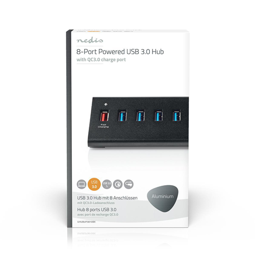 USB -Hub | 8 Türen | USB 3.0 Powered | Qc3.0 | 5 Gbit / s