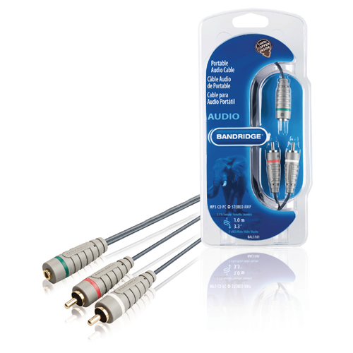 Cable estéreo 2x RCA macho - 3.5 mm hembra 1.00 m azul