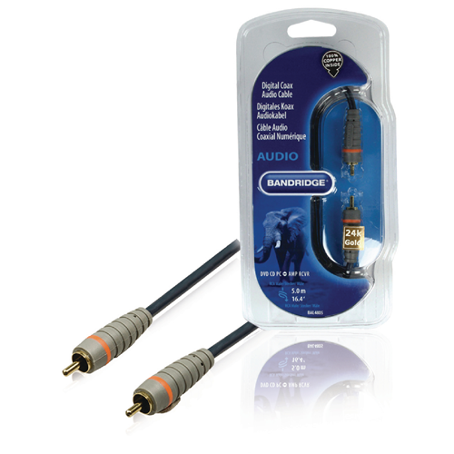 Câble audio numérique RCA masculin - RCA masculin 5,00 m bleu