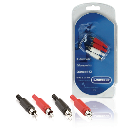 Kit de conector de audio masculino negro/rojo RCA