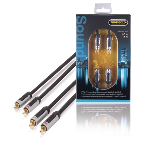 Câble stéréo 2x mâle RCA - 2x mâle 2x 0,50 m anthracite