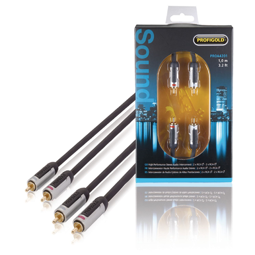 Stereo Cavo Audio 2x RCA Männlich - 2x RCA 1,00 m Anthrazit