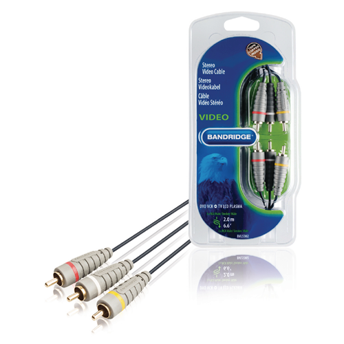 Câble de composant vidéo Male 3X RCA - 3x mâle 2,00 m bleu